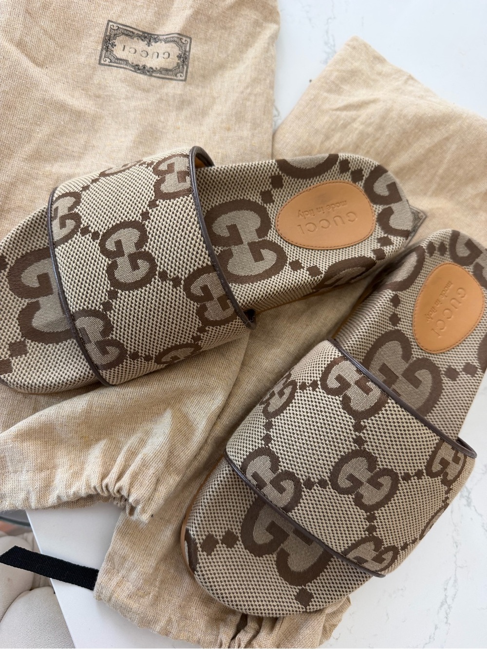 AUTHENTIC Gucci maxi GG Canvas Slides